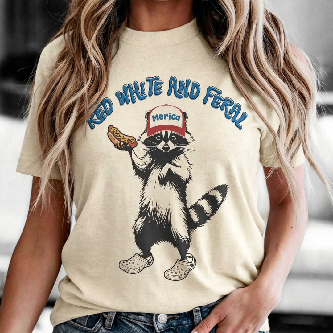 Retro Party Raccoon Pattern T-shirt