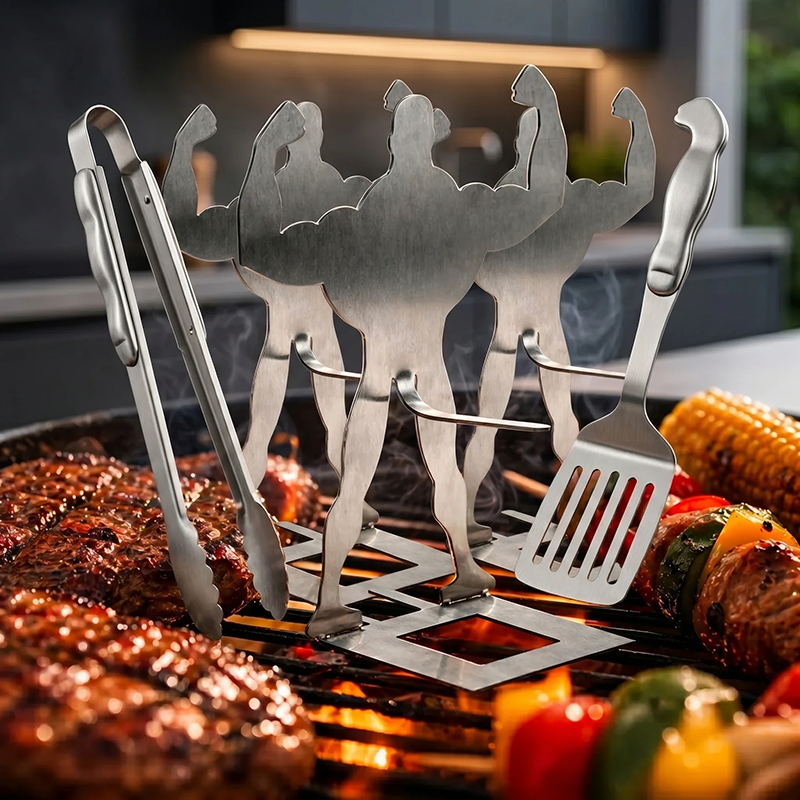Muscular Male-Shaped Stainless Steel Hot Dog
