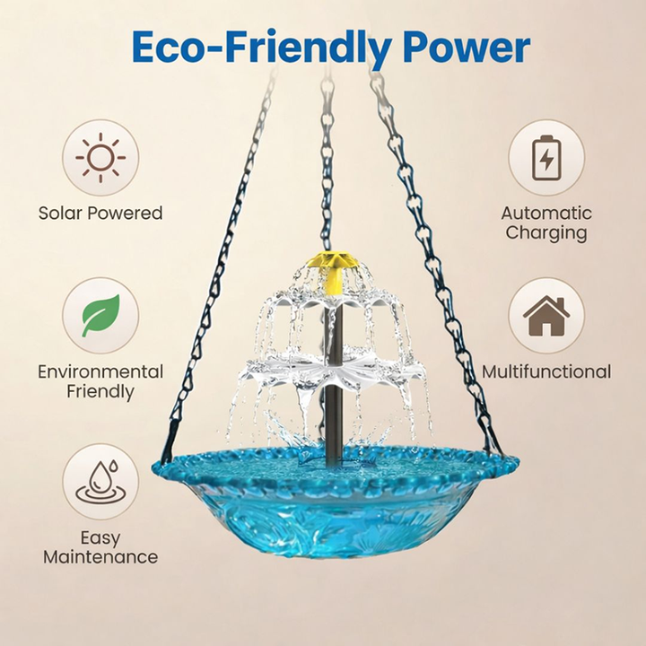 Solar Cascade Hanging Bird Bath Fountain