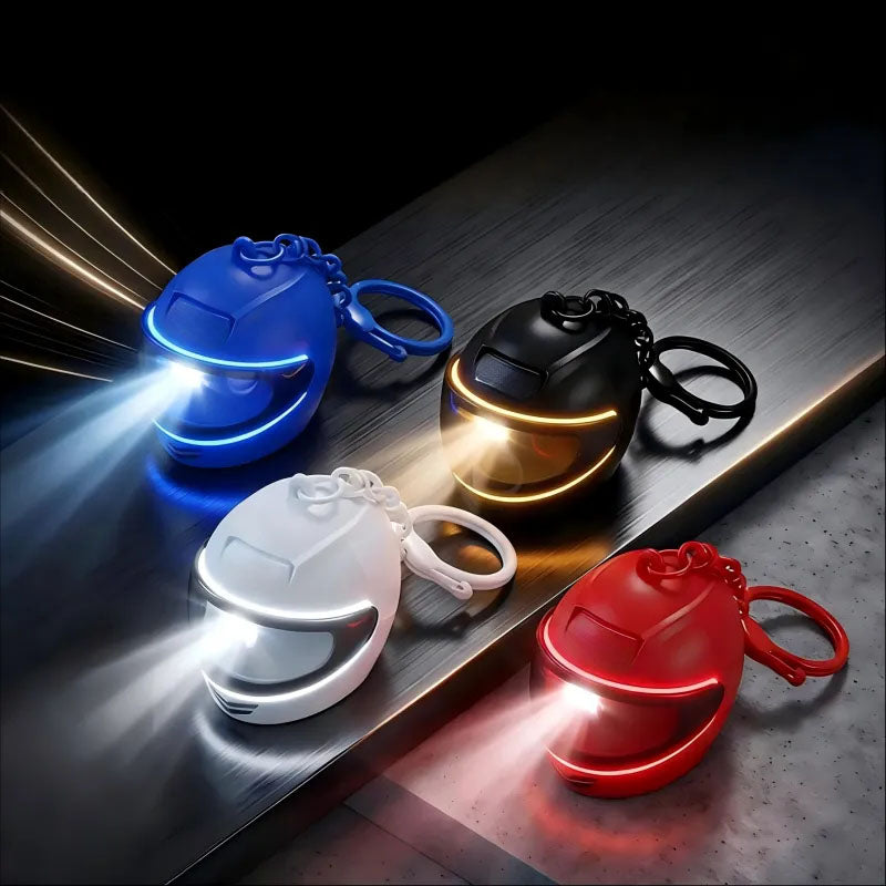 Mini Light-Up Motorcycle Helmet Keychain