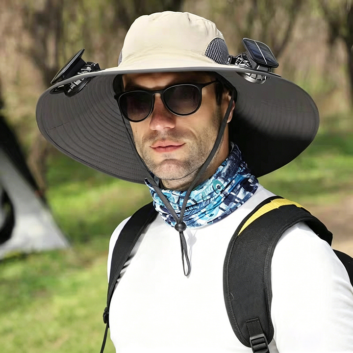 Solar-Powered Outdoor Cooling Fan Hat