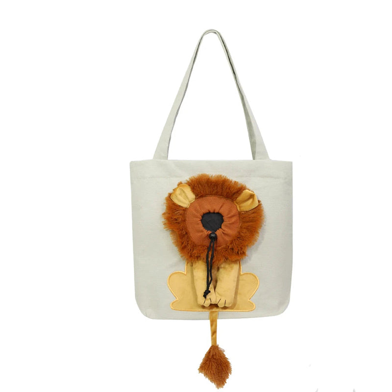 Lion-shaped cat carrier bag