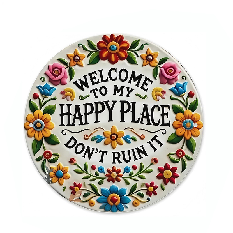 “Welcome to My Happy Place” Metal Wall Decor