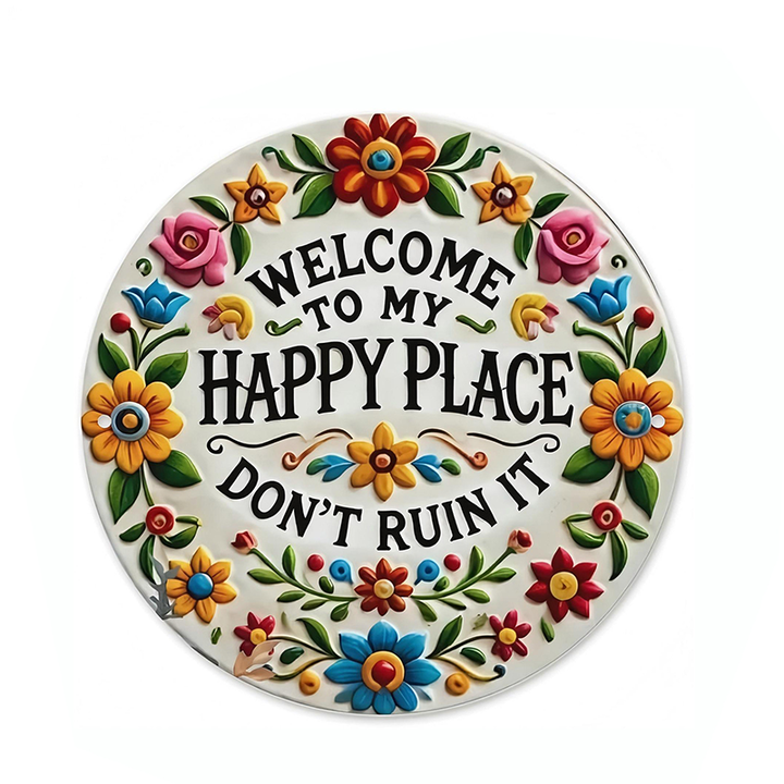 “Welcome to My Happy Place” Metal Wall Decor
