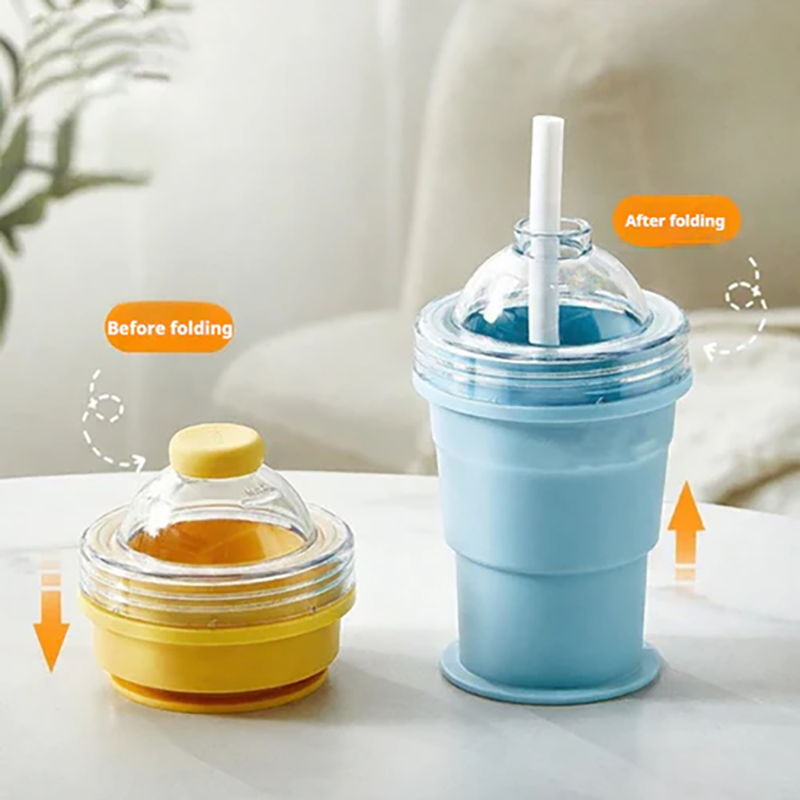Collapsible Ice Maker Cup with Lid &amp; Straw