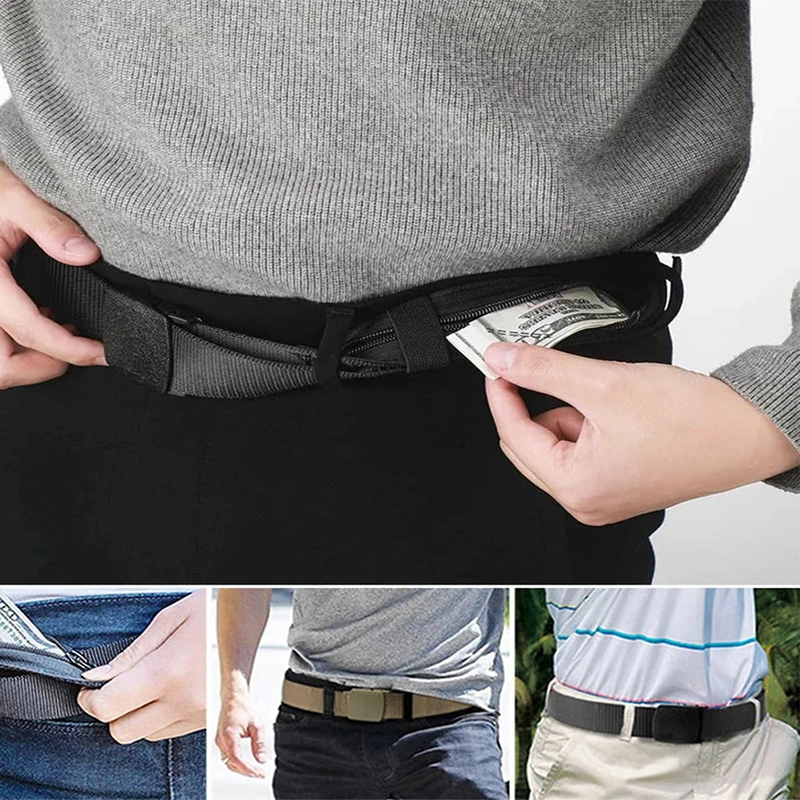 Woven Belt with Hidden Money Zipper