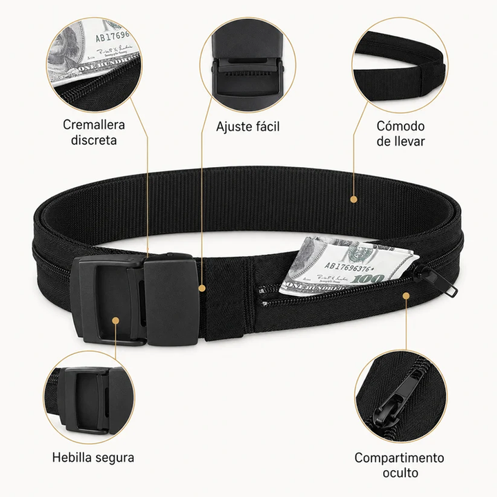 Woven Belt with Hidden Money Zipper