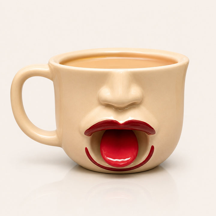 Quirky abstract tongue ceramic mug
