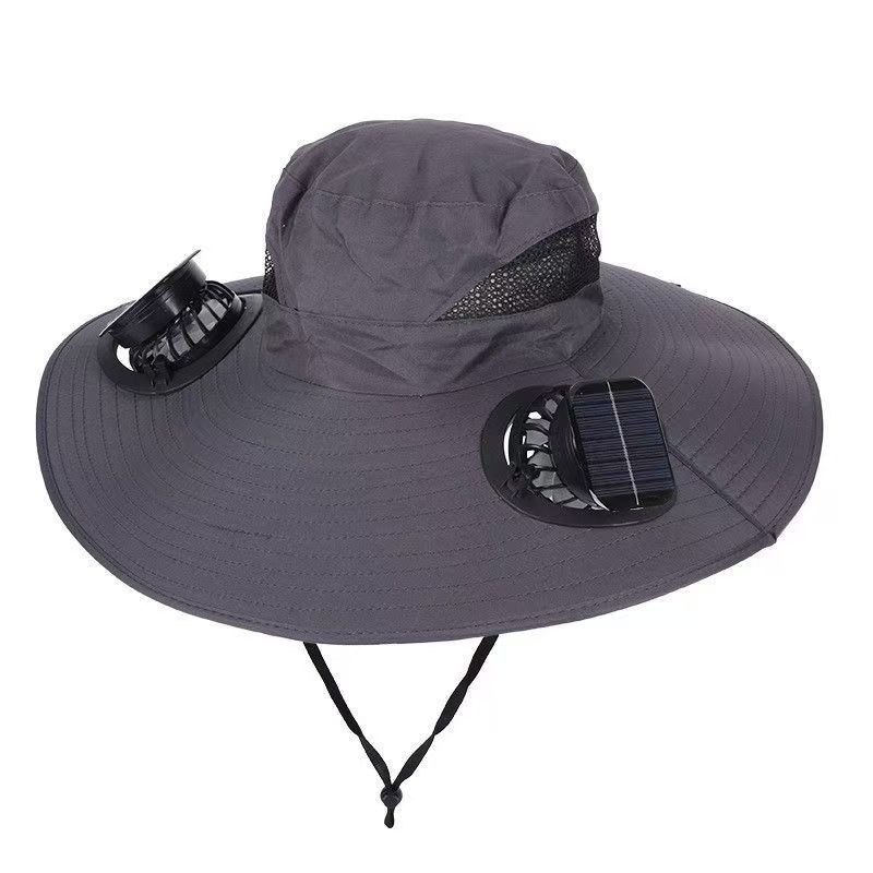 Solar-powered outdoor cooling fan hat