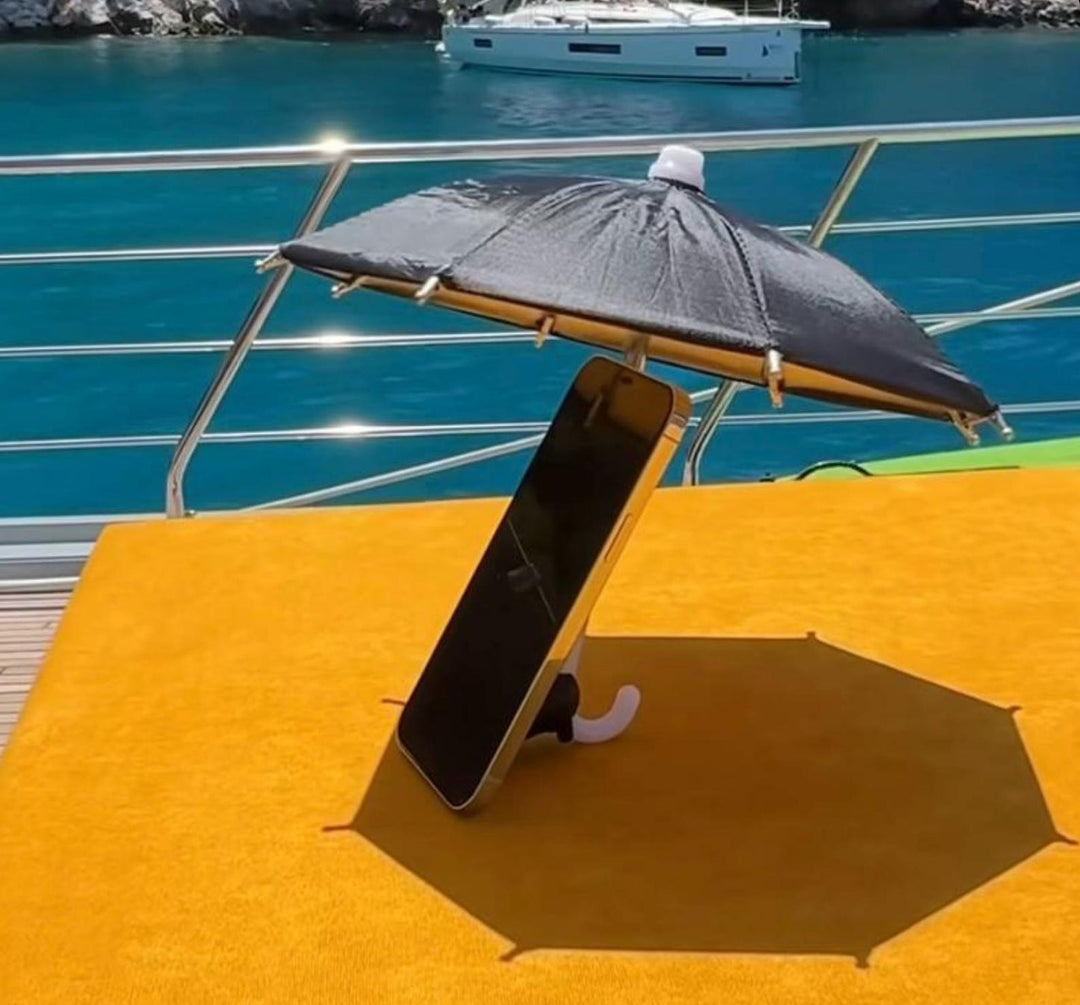 Mini Cell Phone Umbrella and Cell Phone Sunshade - Ultra Compact Universal Sunshade