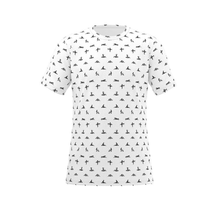 Crew neck T-shirt with all-over print of sexual positions