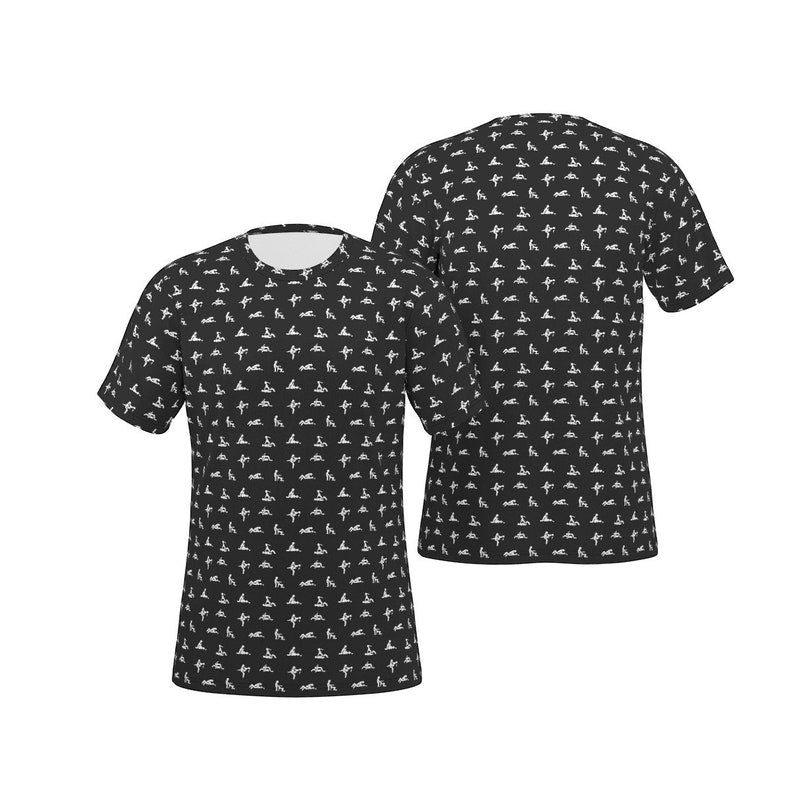 Crew neck T-shirt with all-over print of sexual positions