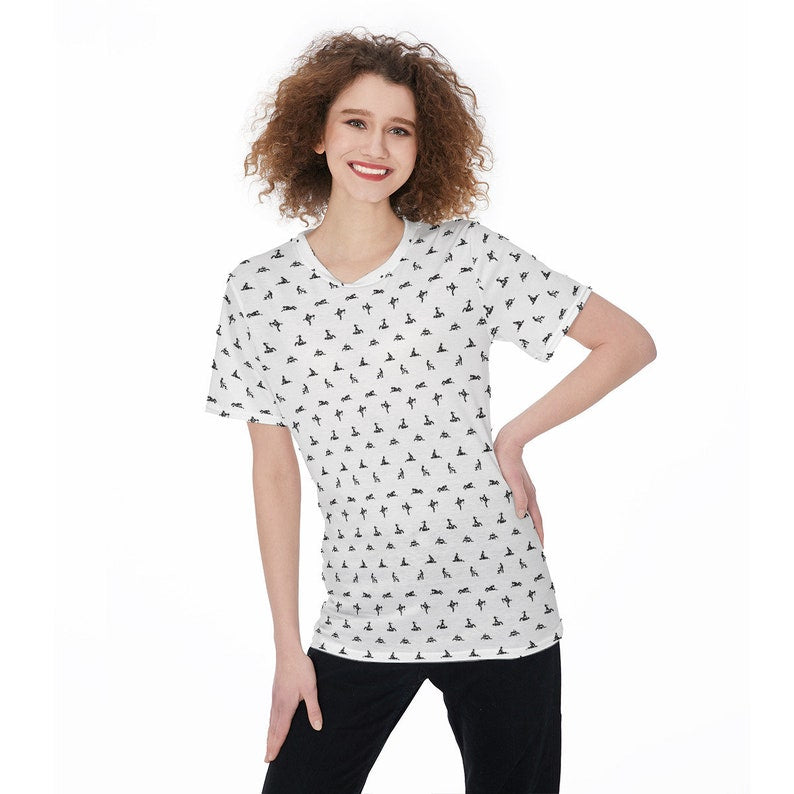 Crew neck T-shirt with all-over print of sexual positions