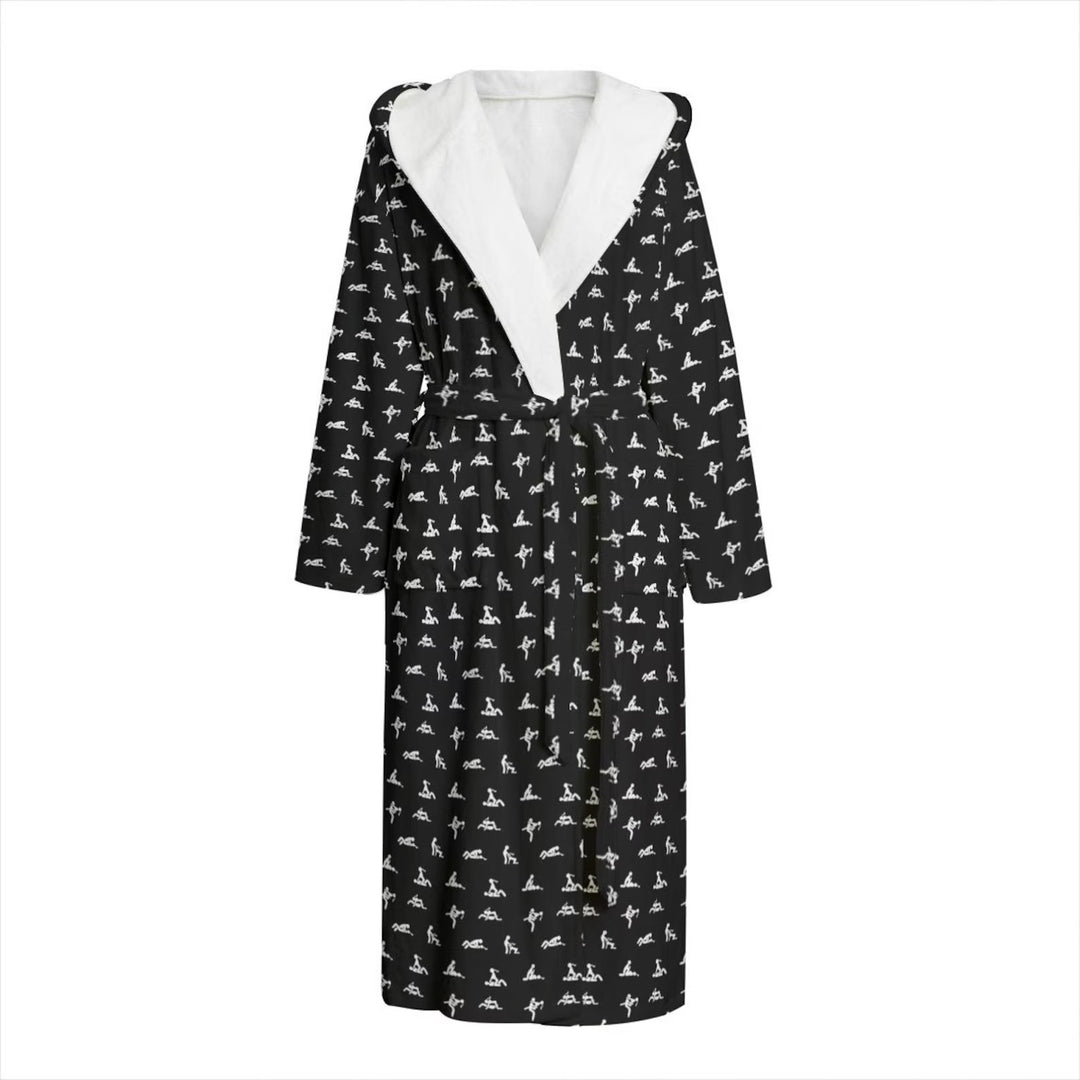 All-over print hooded bathrobe