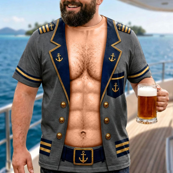 Fun T-shirt Featuring a Muscular Captain