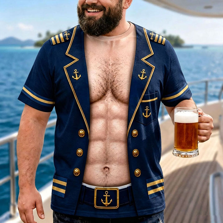 Fun T-shirt Featuring a Muscular Captain