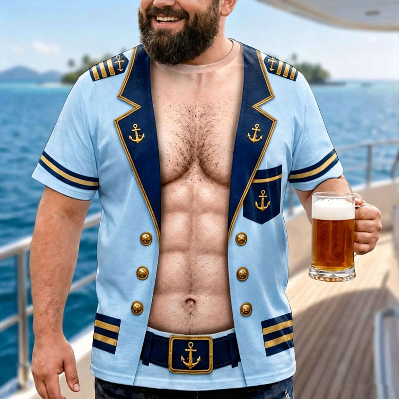 Fun T-shirt Featuring a Muscular Captain