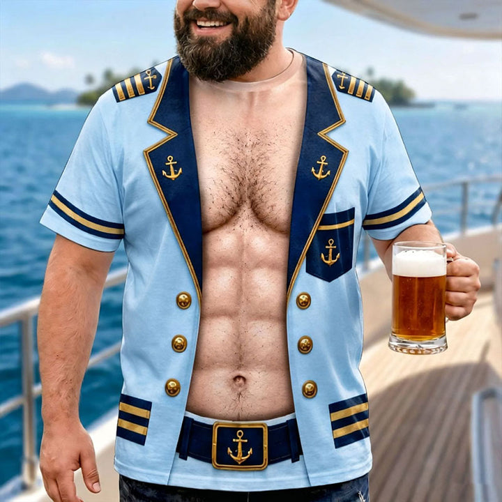 Fun T-shirt Featuring a Muscular Captain