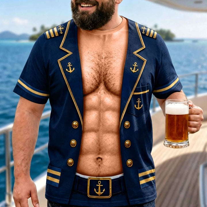Fun T-shirt Featuring a Muscular Captain